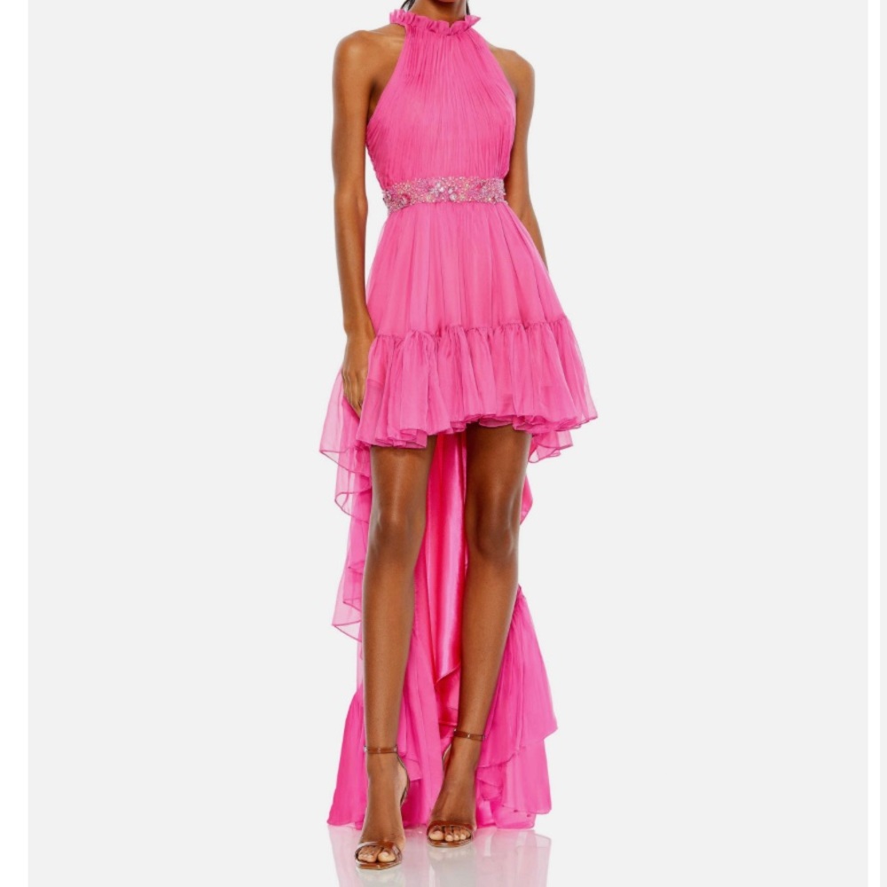 Mac Duggal Halter Neck High Low Flowy Gown
